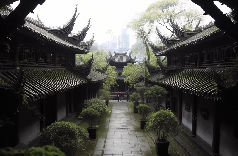 四川省都江堰中式楼阁建筑风景摄影图,高清,摄影图,摄影图片,图片大全,摄影图免费下载